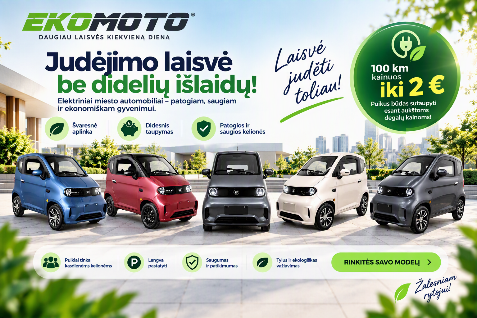 Ekomoto elektriniai mini automobiliai